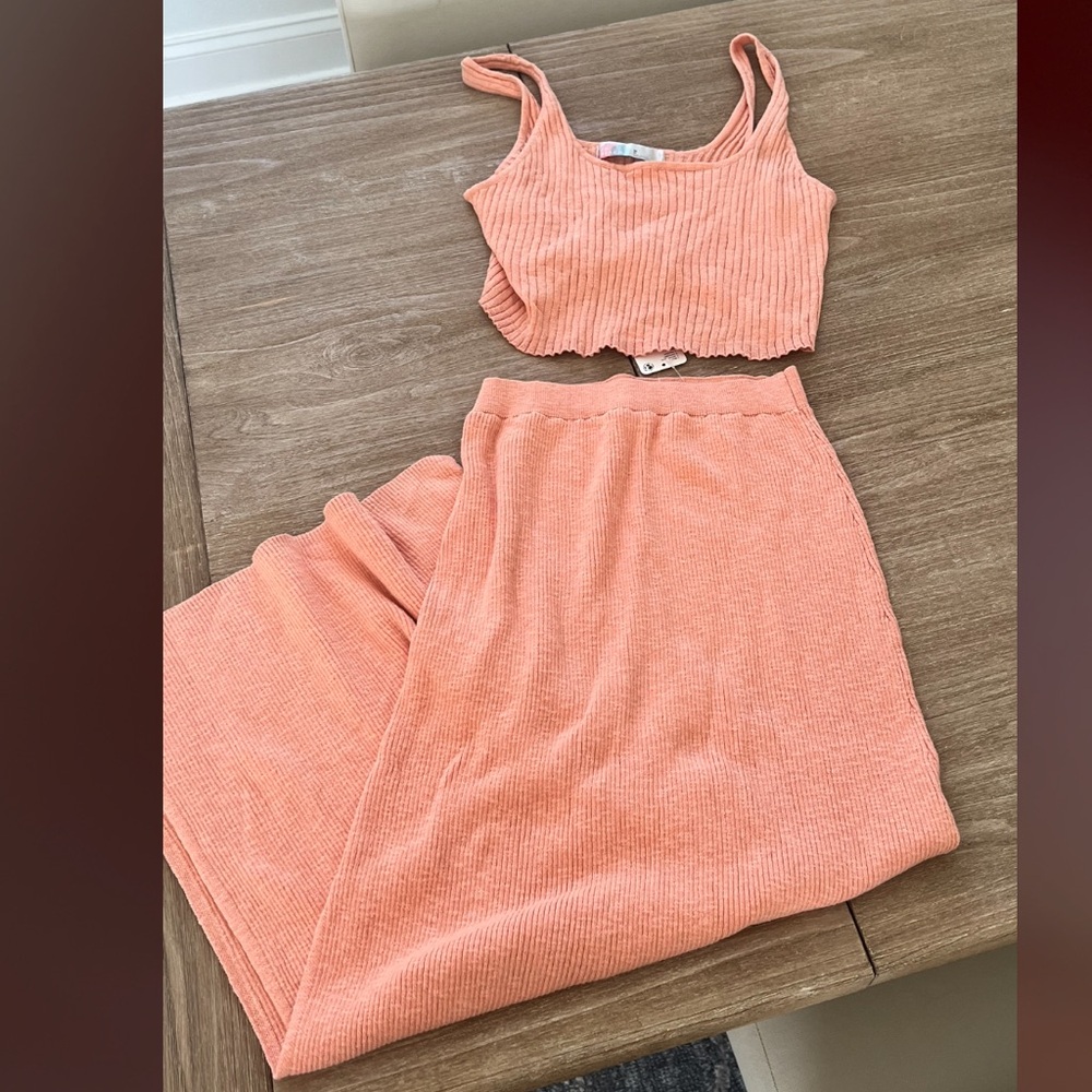 Free People Orange Ribbed Resort Dress
